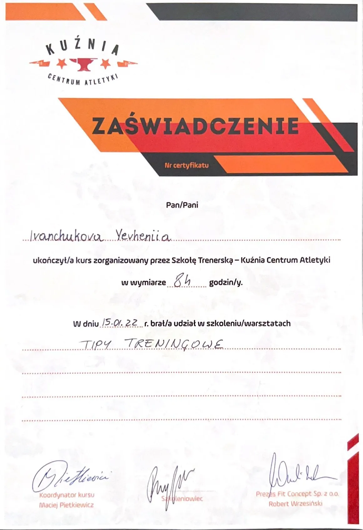 certificate